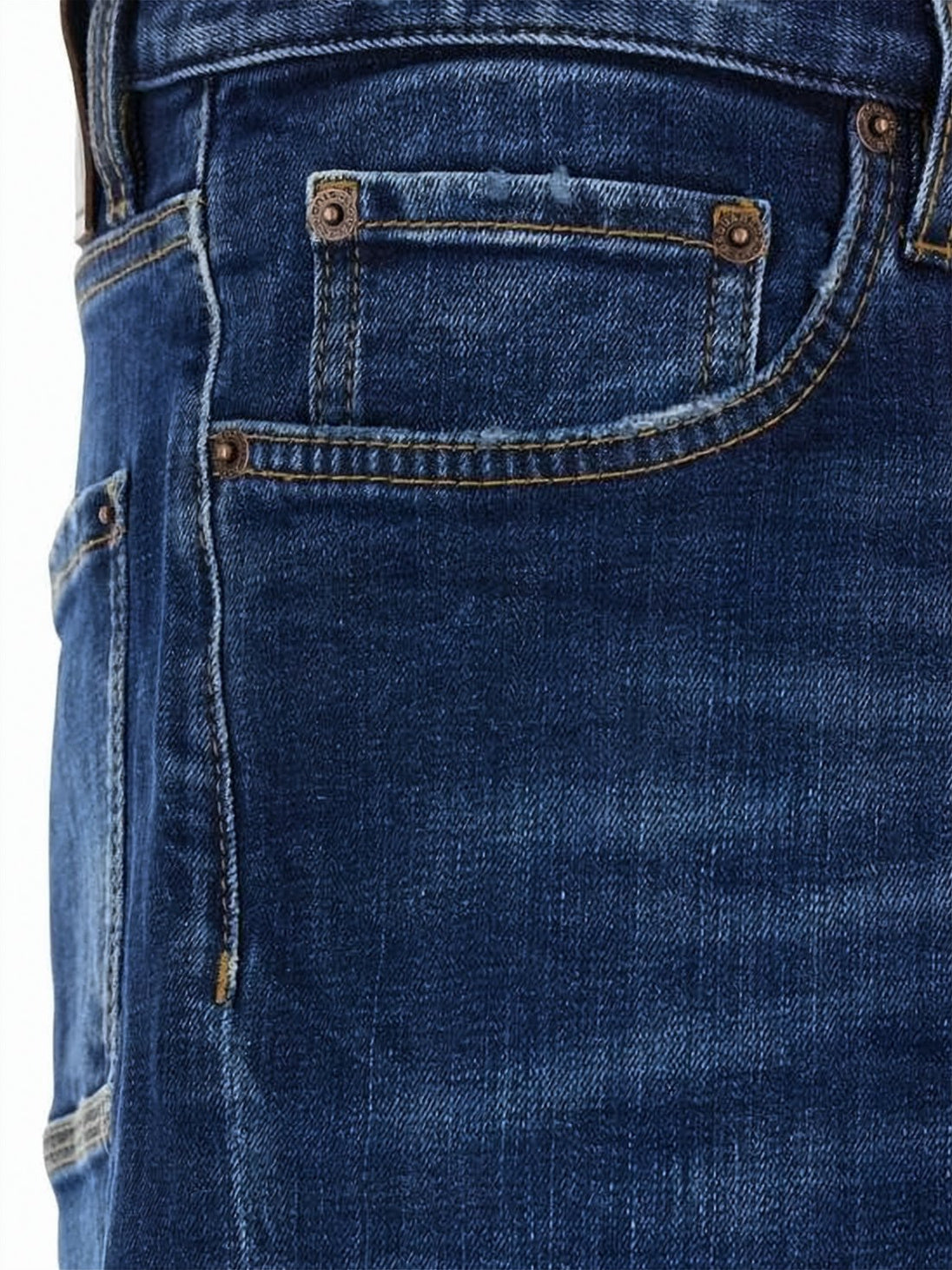 Dark Blue Denim Straight-Leg Jeans