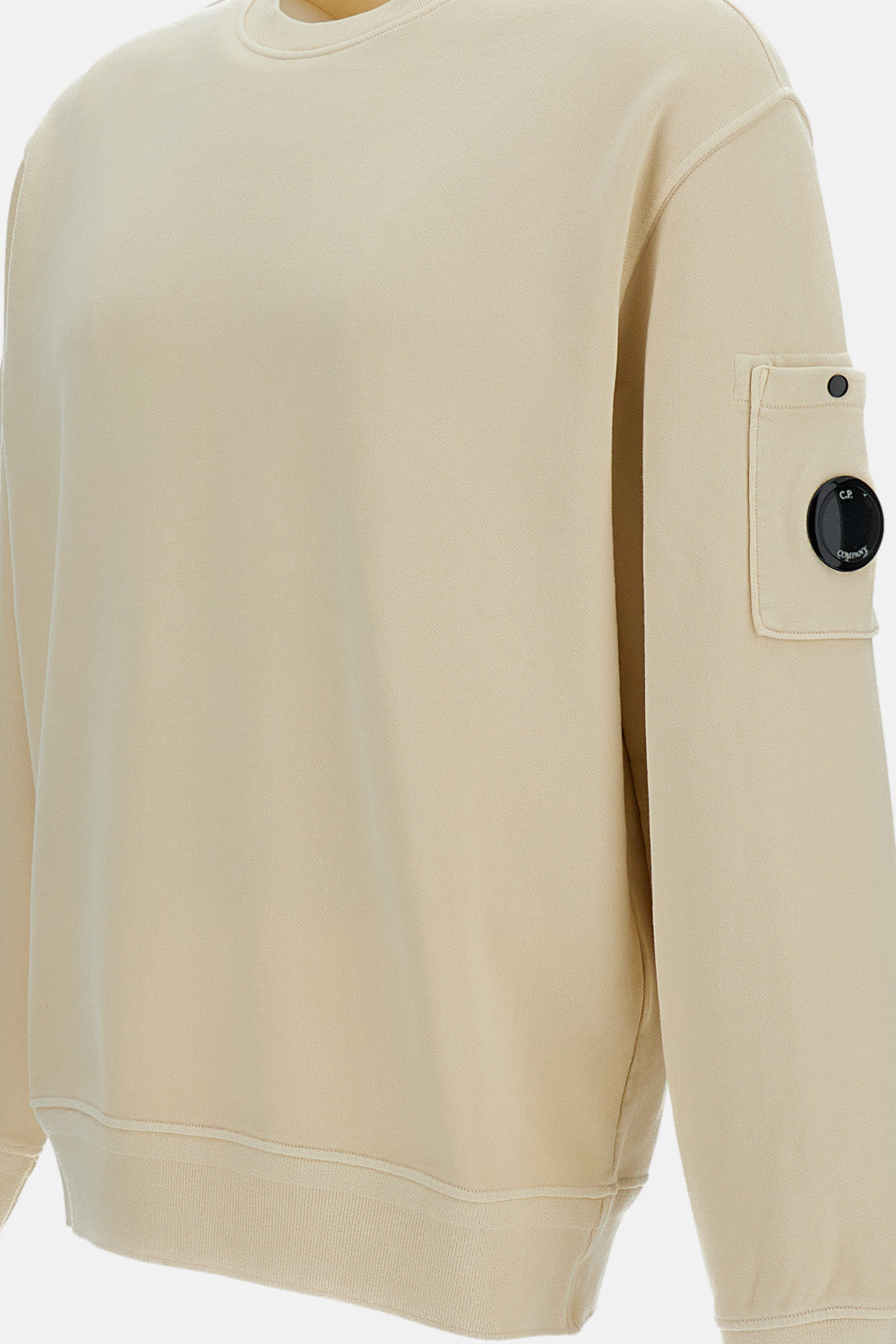 Cotton Diagonal Fleece Crewneck Lens Sweatshirt