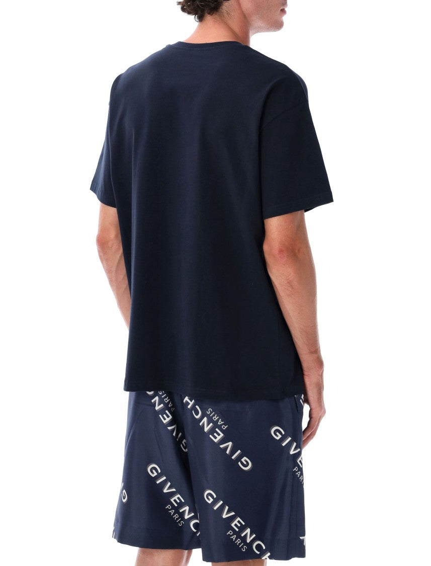 Navy Cotton T-Shirt With Paris Logo