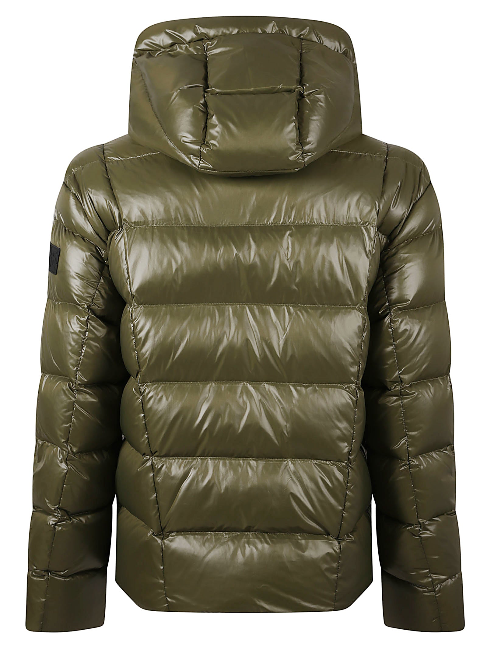 Shiny Quilted Green Padded Jacket With Hood