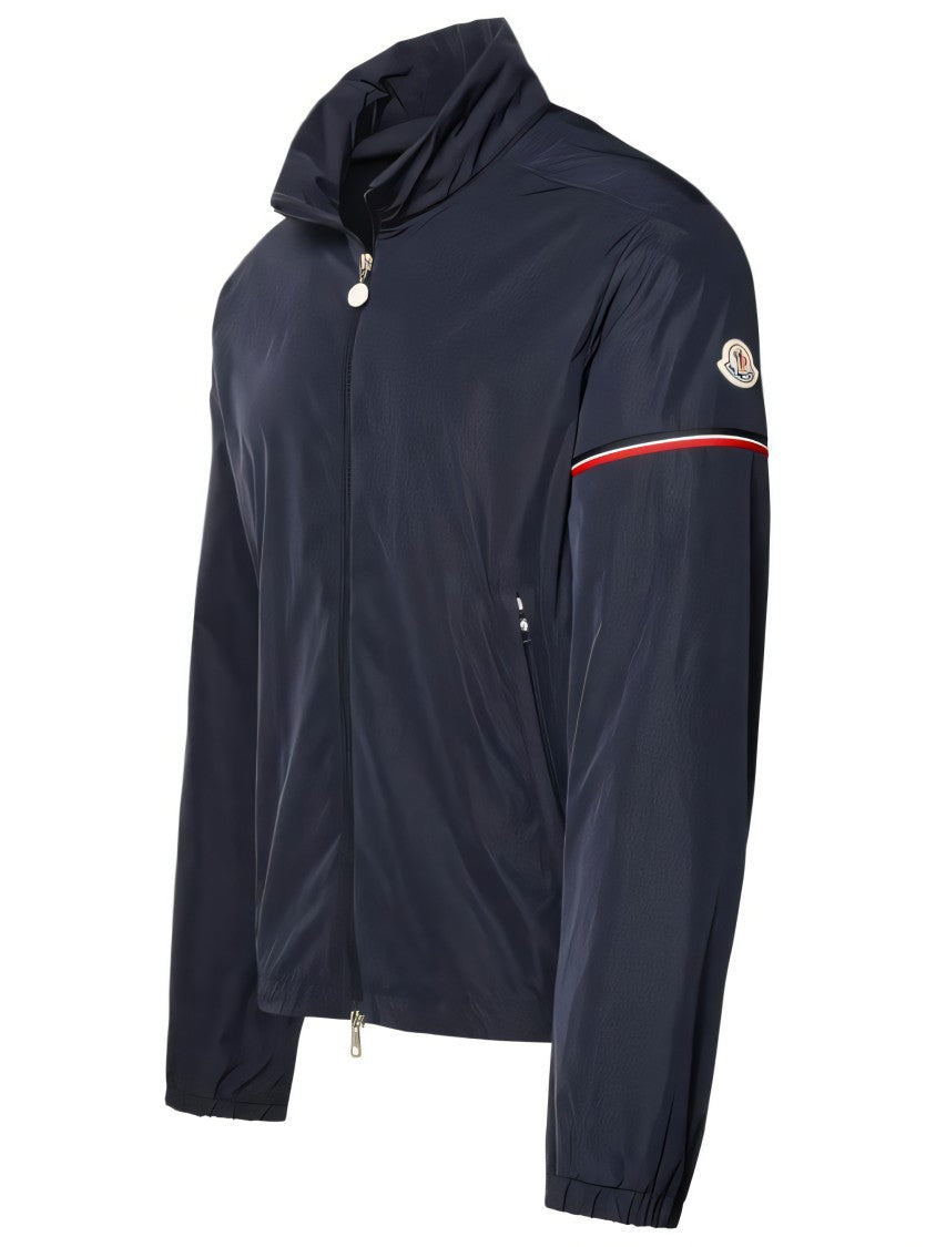 Black Jacket With High Collar And Zip Closure