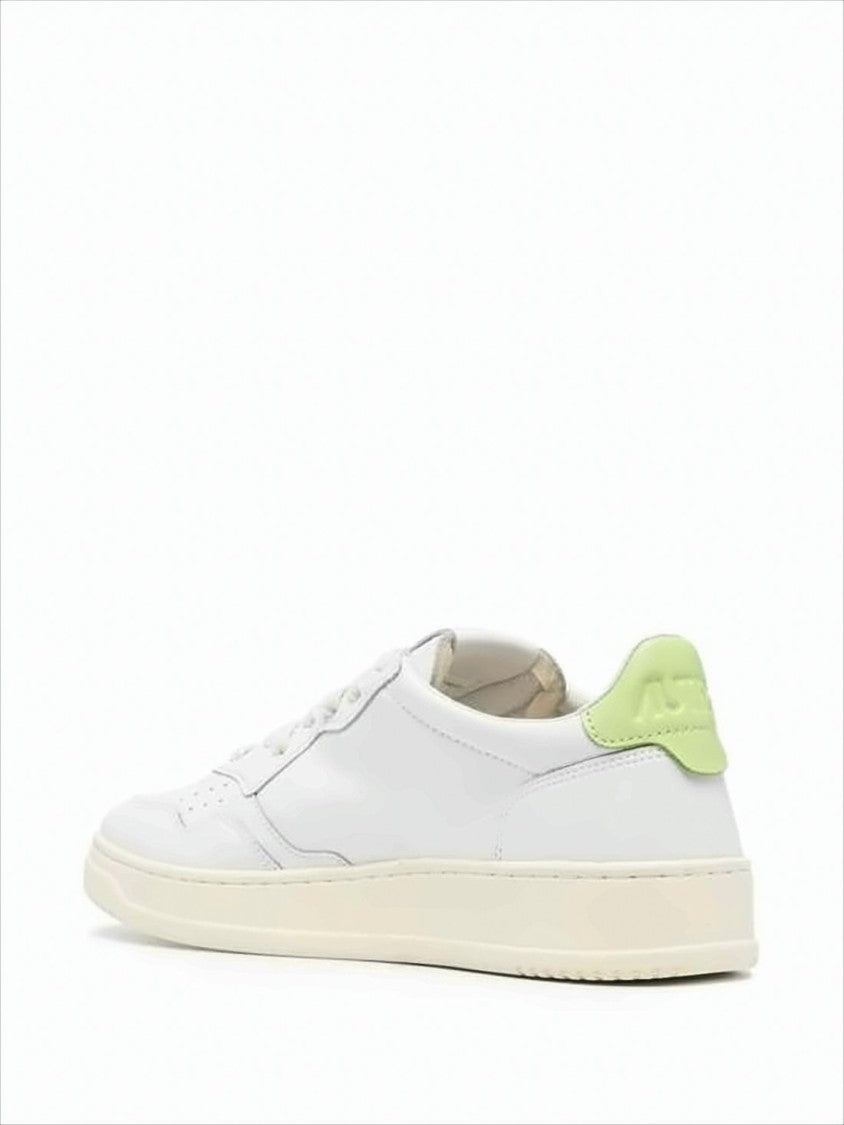 Smooth Leather Low-Top Sneakers with Perforated Toe Box