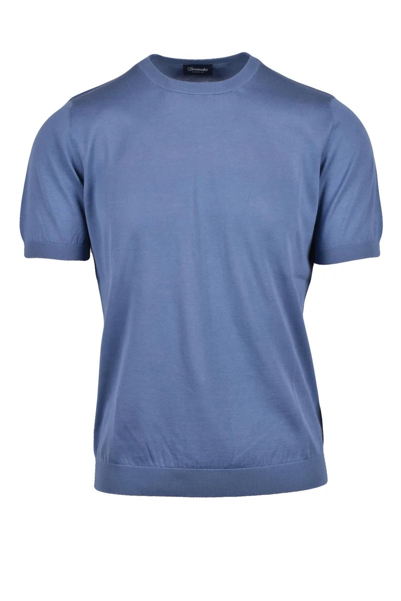 Cotton Crew Neck Top - Blue