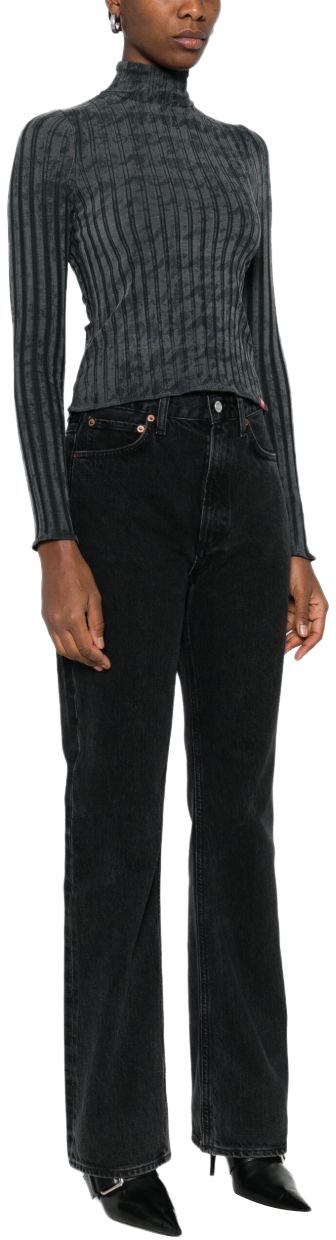 Fitted Long-Sleeve Top with Mock Neck