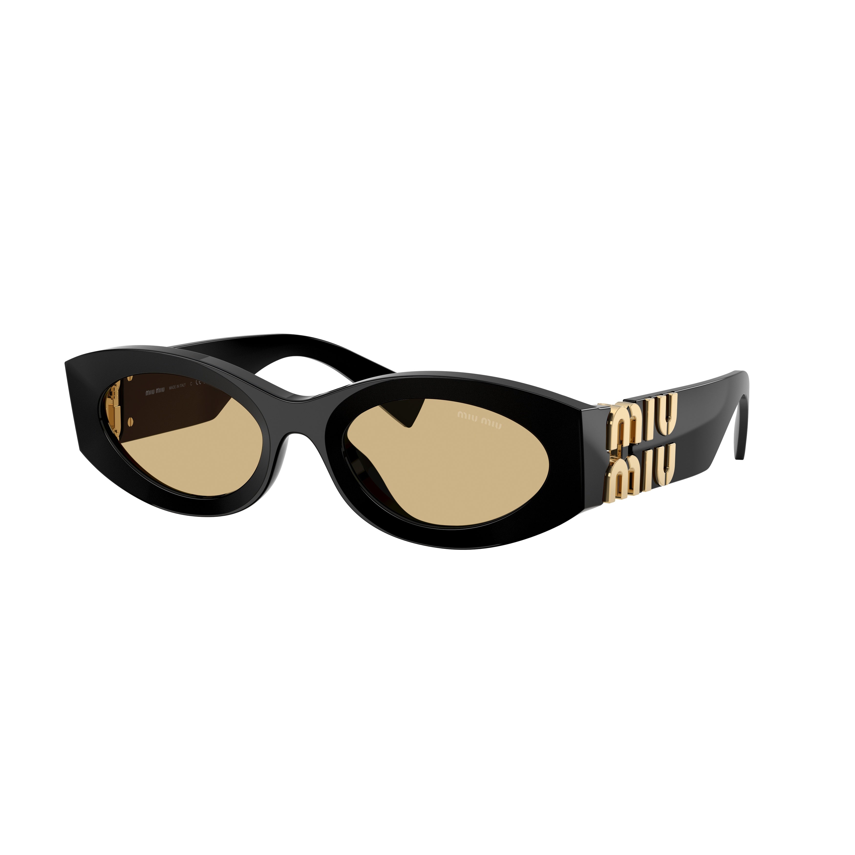 0mu 11ws Glossy Black Acetate Oval Sunglasses