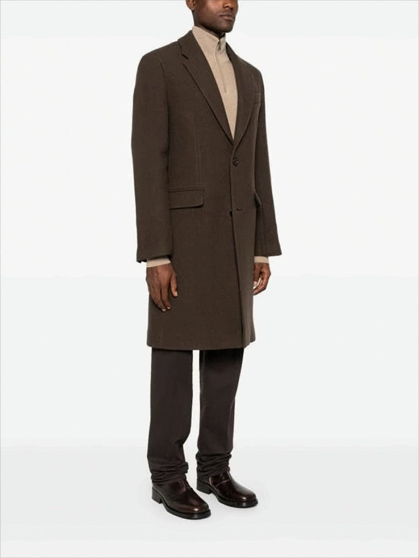 Brown Tailored Wool Coat With Notched Lapel And Classic Silhouette