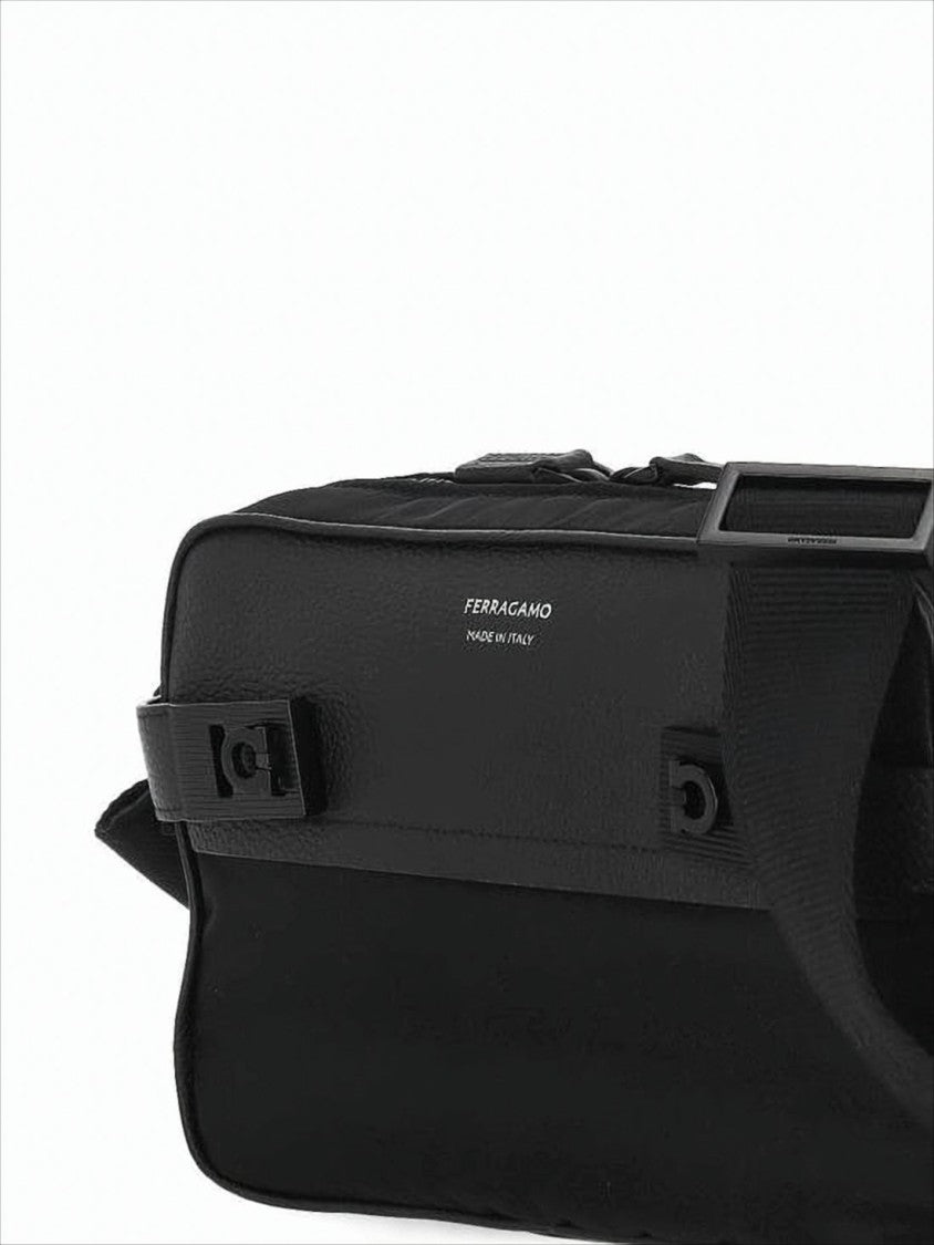 Rectangular Calf Leather Crossbody Bag with Adjustable Strap