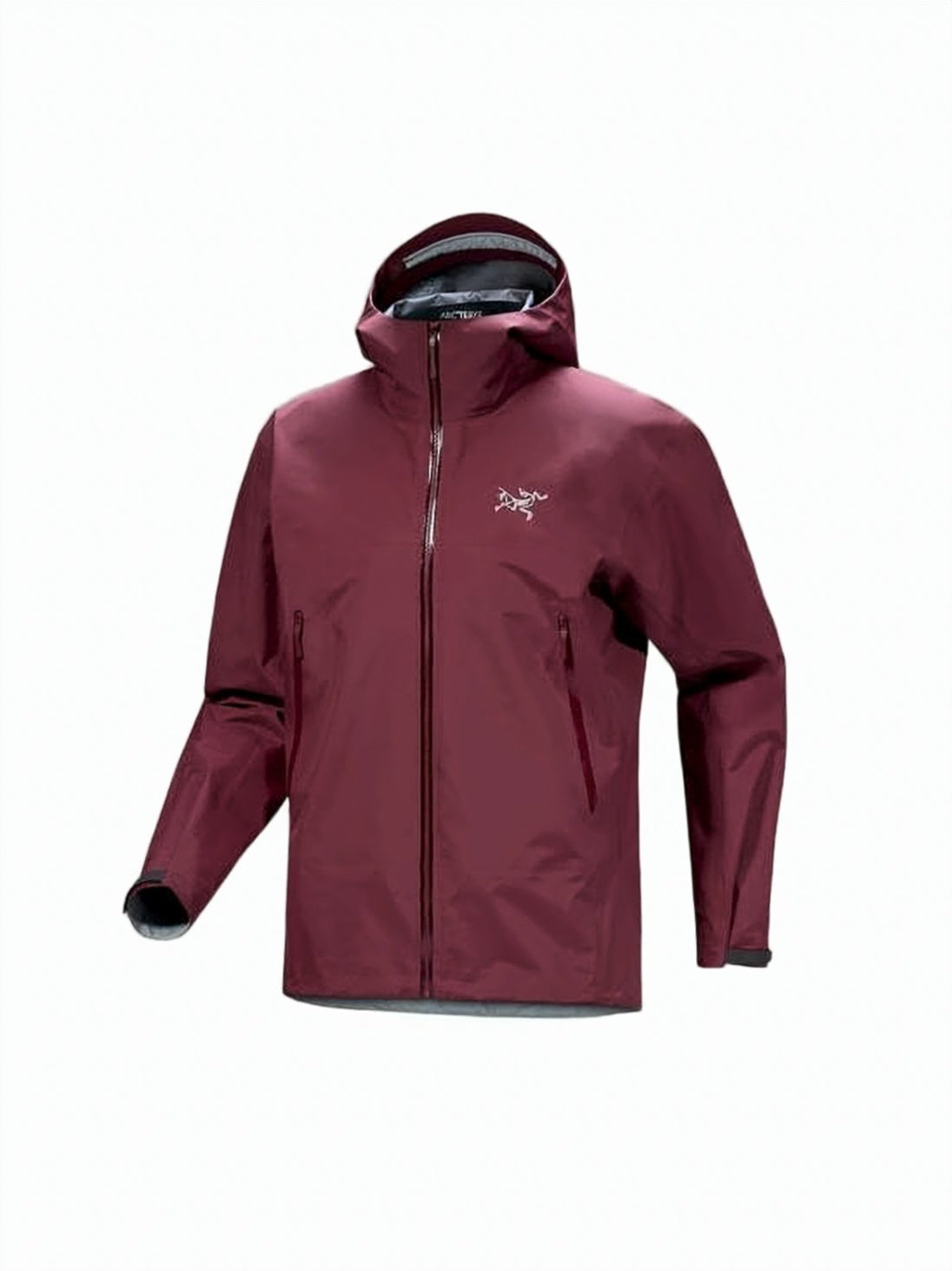 Burgundy Hooded Jacket with Front Zipper