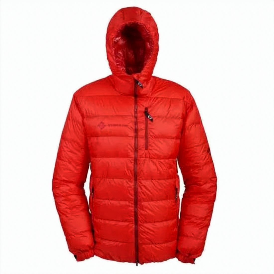 Bright Red Padded Jacket with Horizontal Quilting