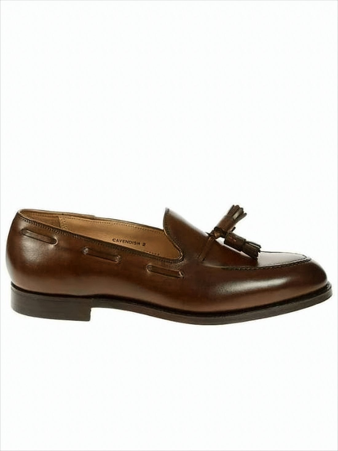 Polished Leather Tassel Loafers with Low Stacked Heel