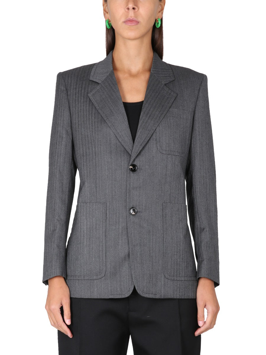 Textured Chevron Pattern Wool Jacket
