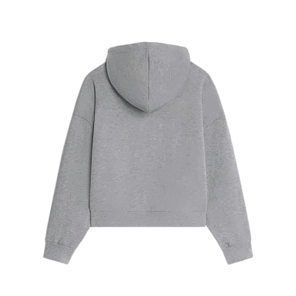 Relaxed Fit Grey Hoodie with Drawstring Hood