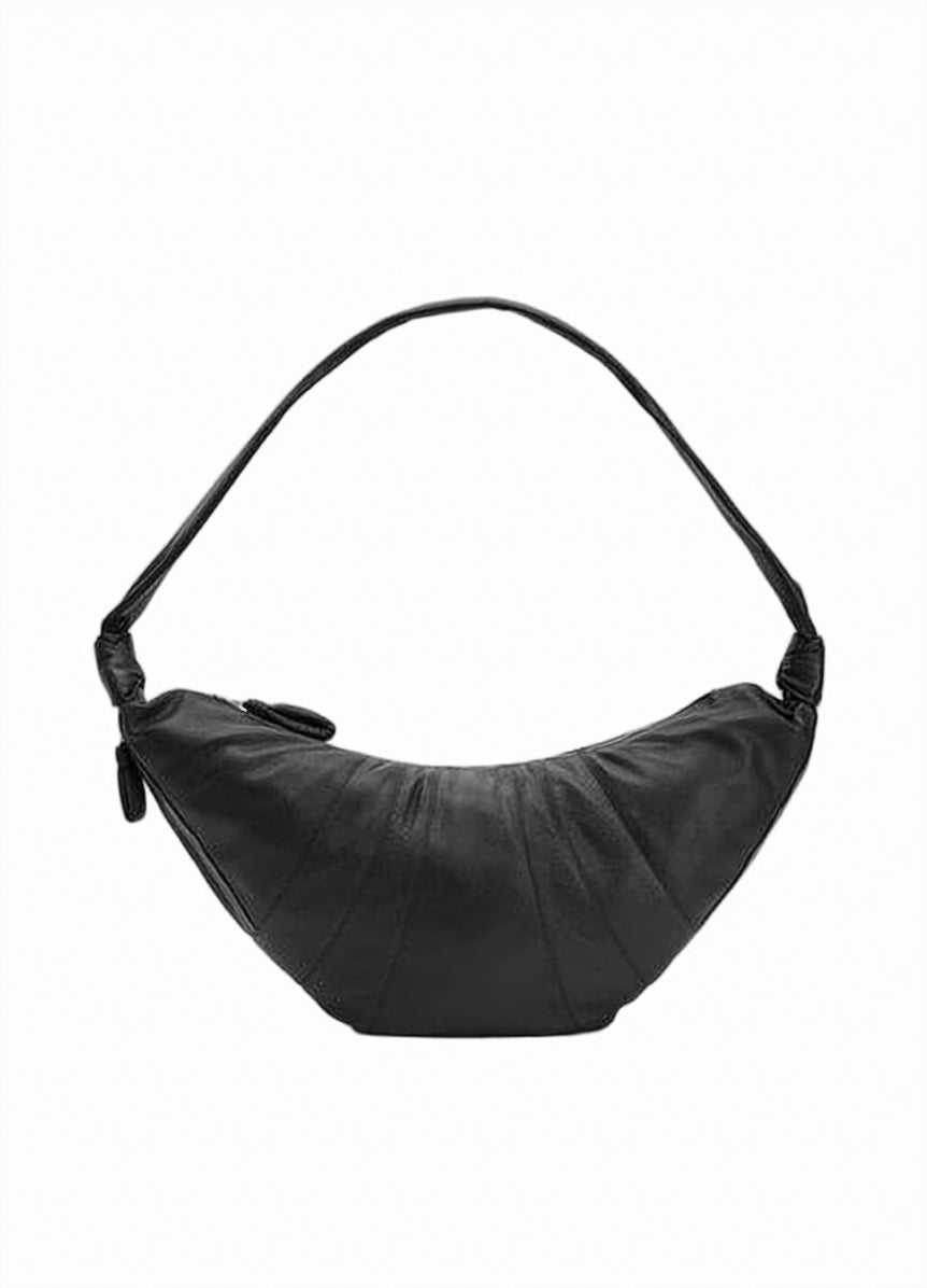 Crescent-Shaped Crossbody Bag in Soft Grained Leather