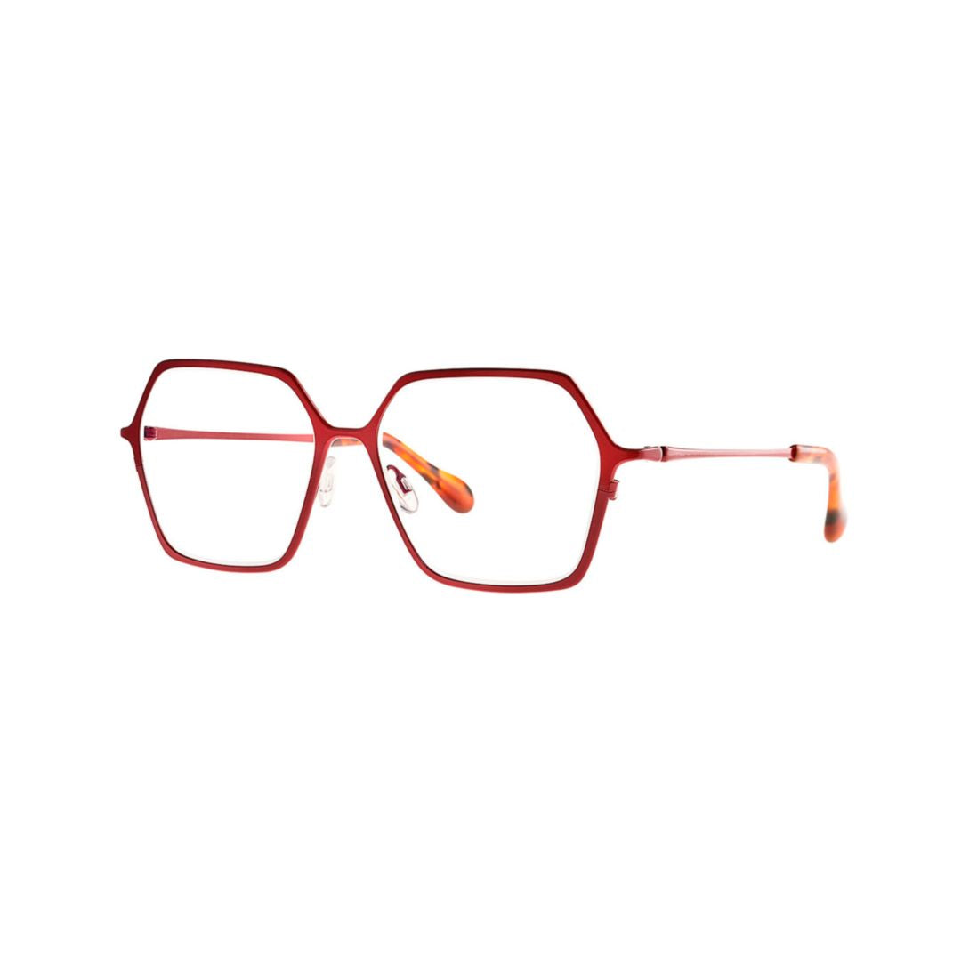 Bromine 191 Fashion Red Hexagonal Frame Eyeglasses with Tortoiseshell Temple Tips