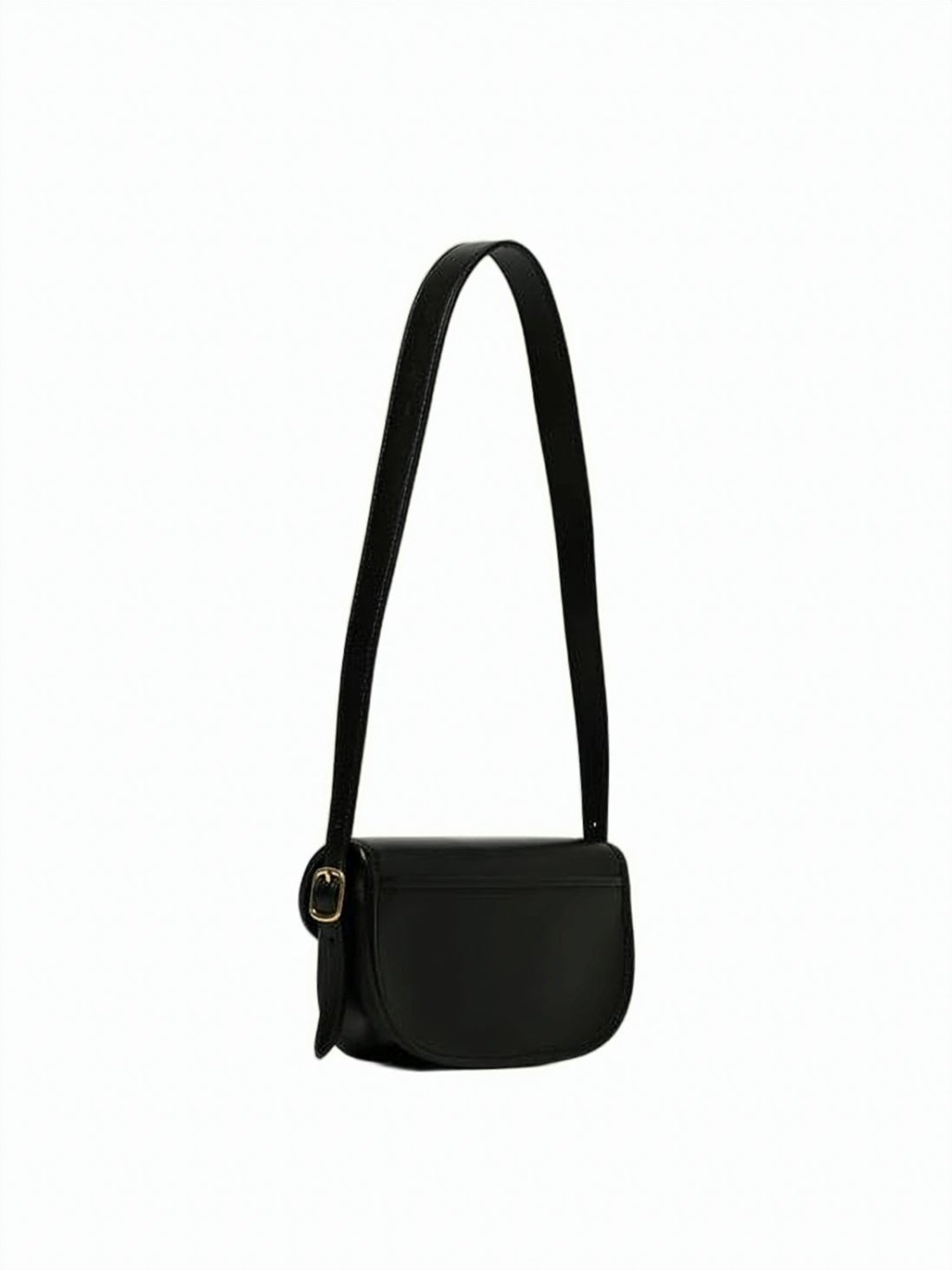 Black Smooth Calf Leather Flap Crossbody Bag