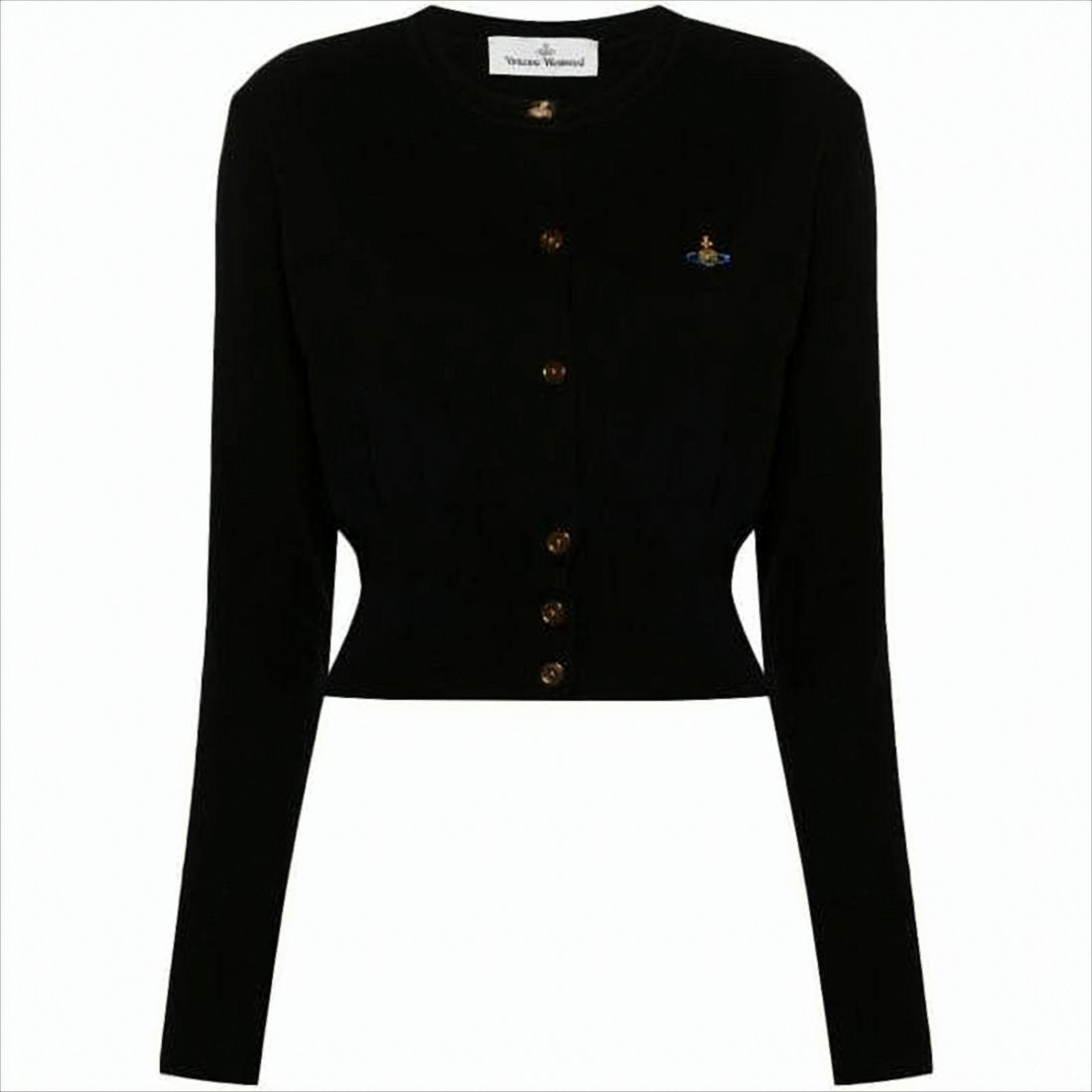 Fitted Round Neck Cardigan with Embroidered Detail
