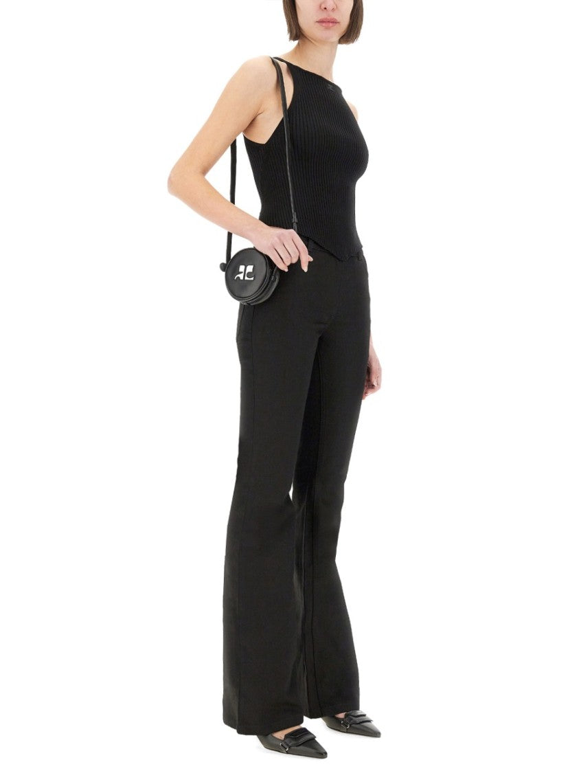 Fitted Ribbed Tank Top With High Neckline