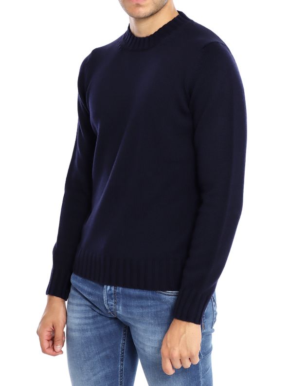 High Crew Neck Extra-Fine Merino Wool Sweater