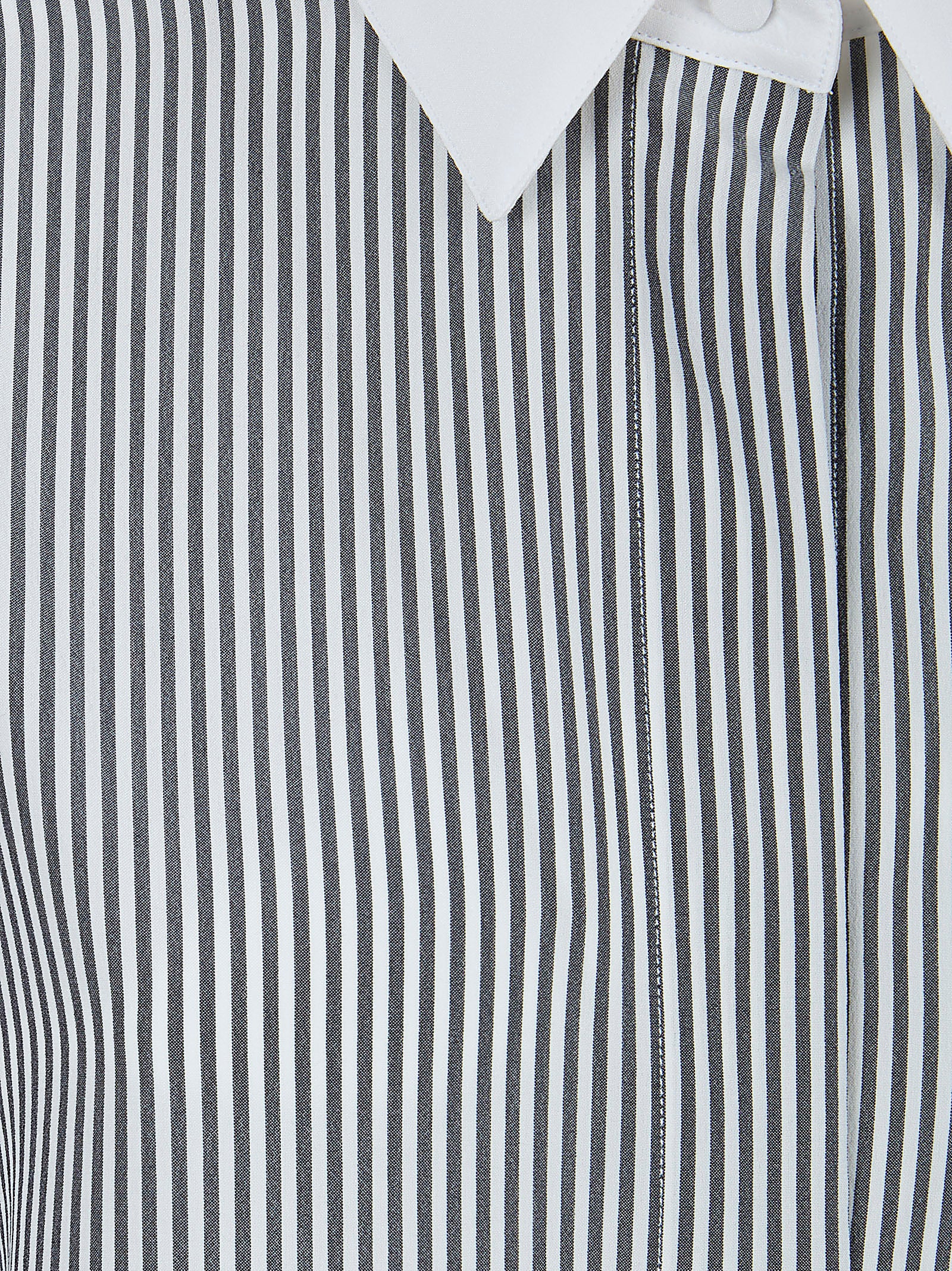 Silk Shirt with Vertical Stripes and Contrasting Details