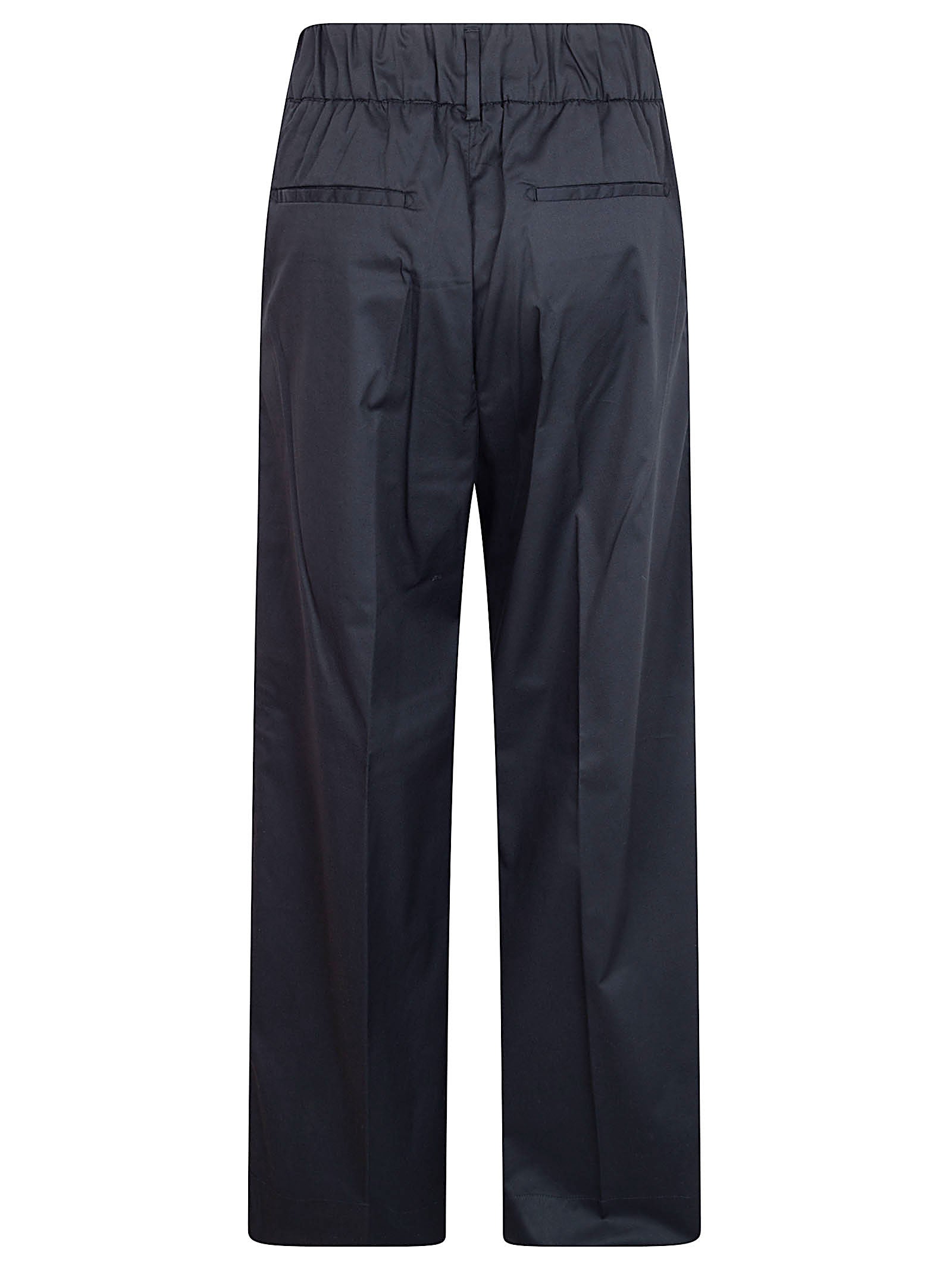 Straight-Leg Black Trousers with Relaxed Fit and Elastic Waistband