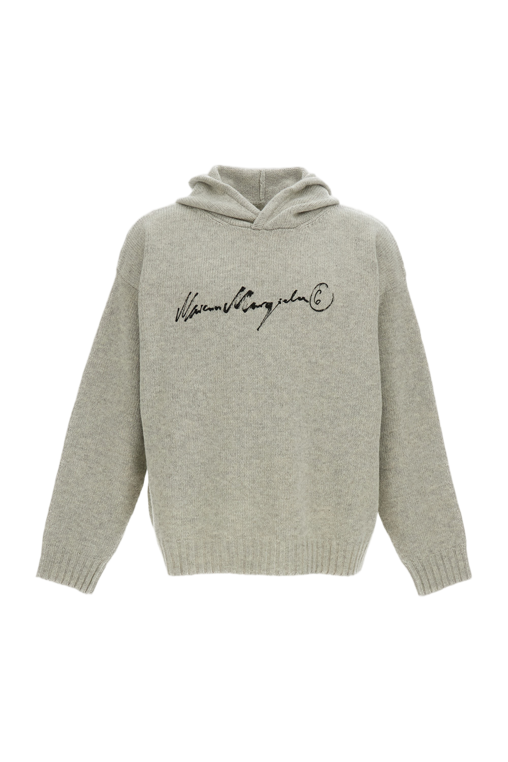 Oversized Wool Blend Hoodie With Hand-Painted Logo
