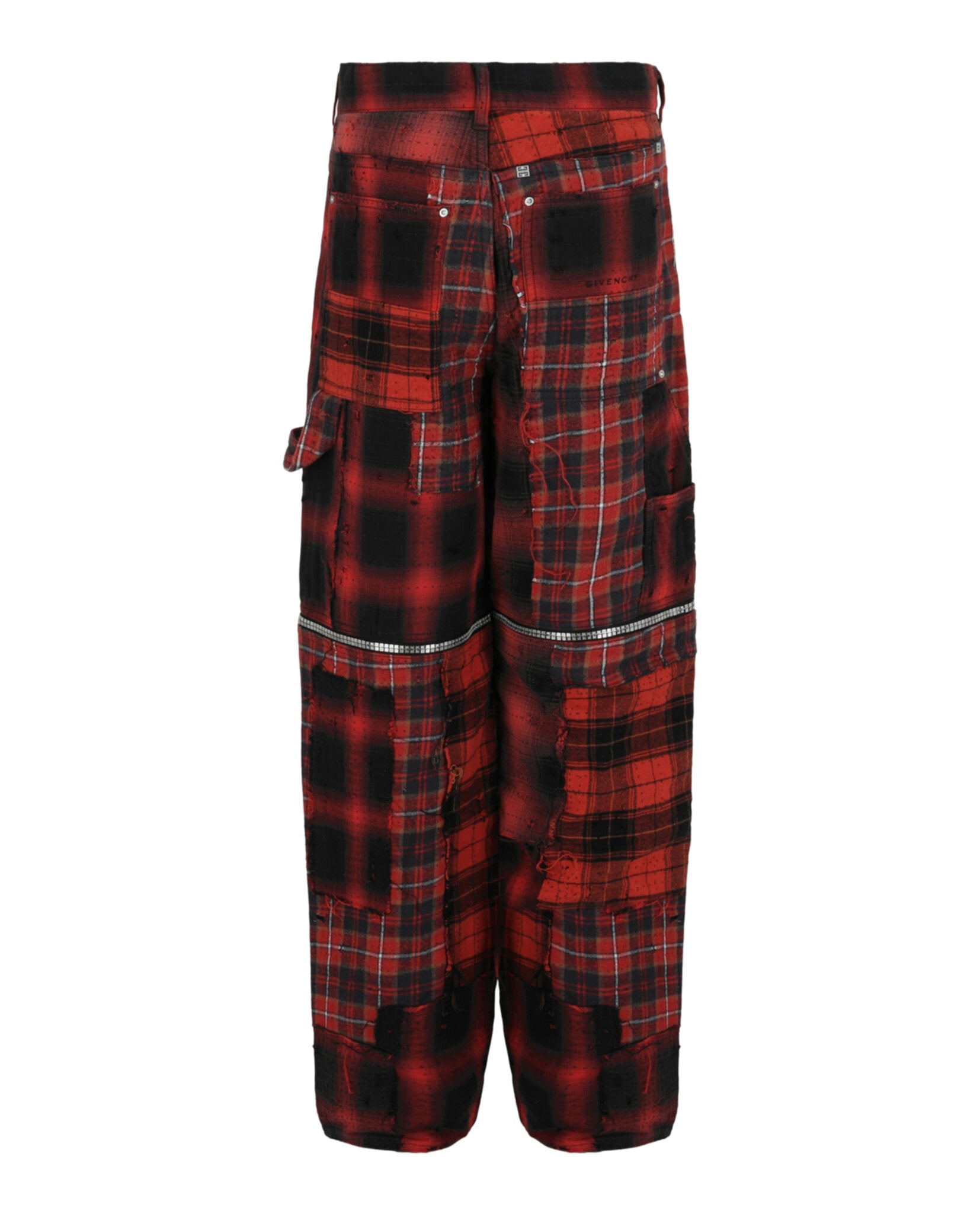Convertible Distressed Plaid Carpenter Pants