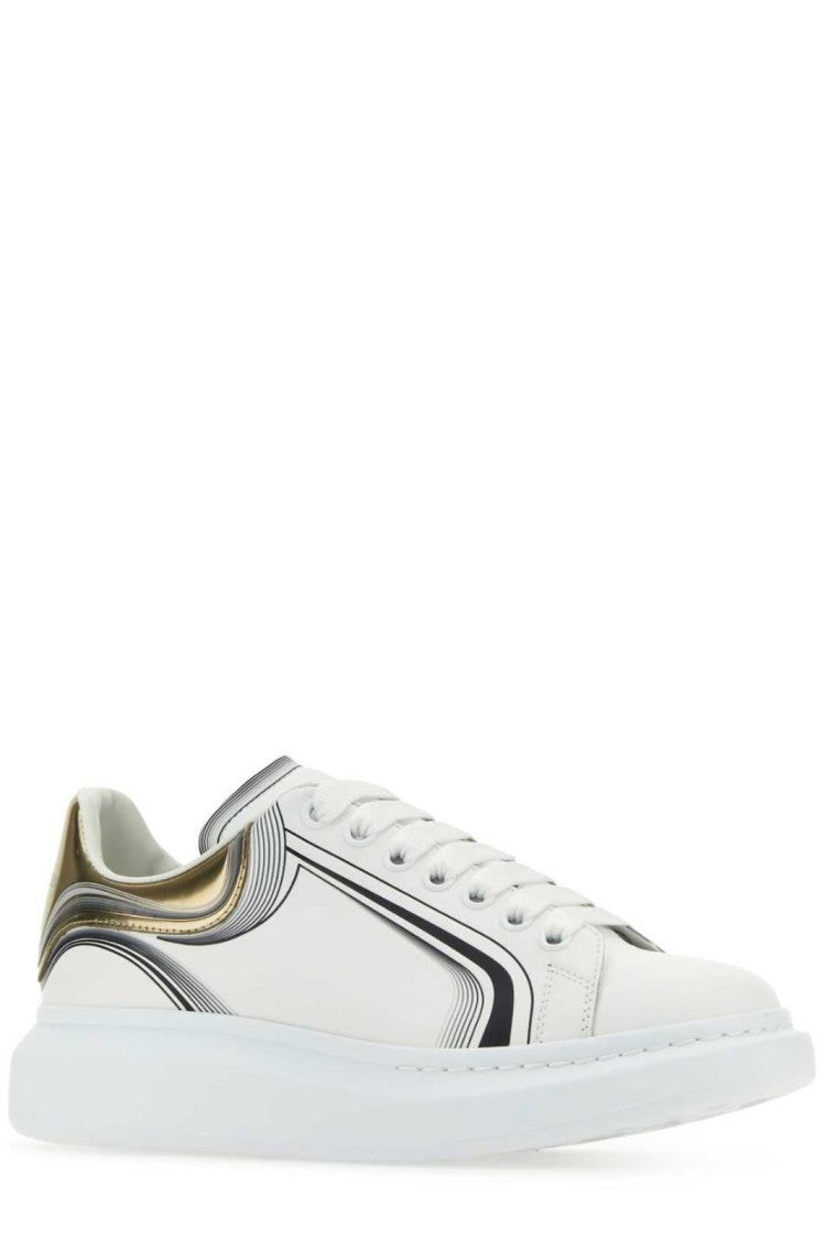 Smooth Leather Sneakers With Metallic Detailing