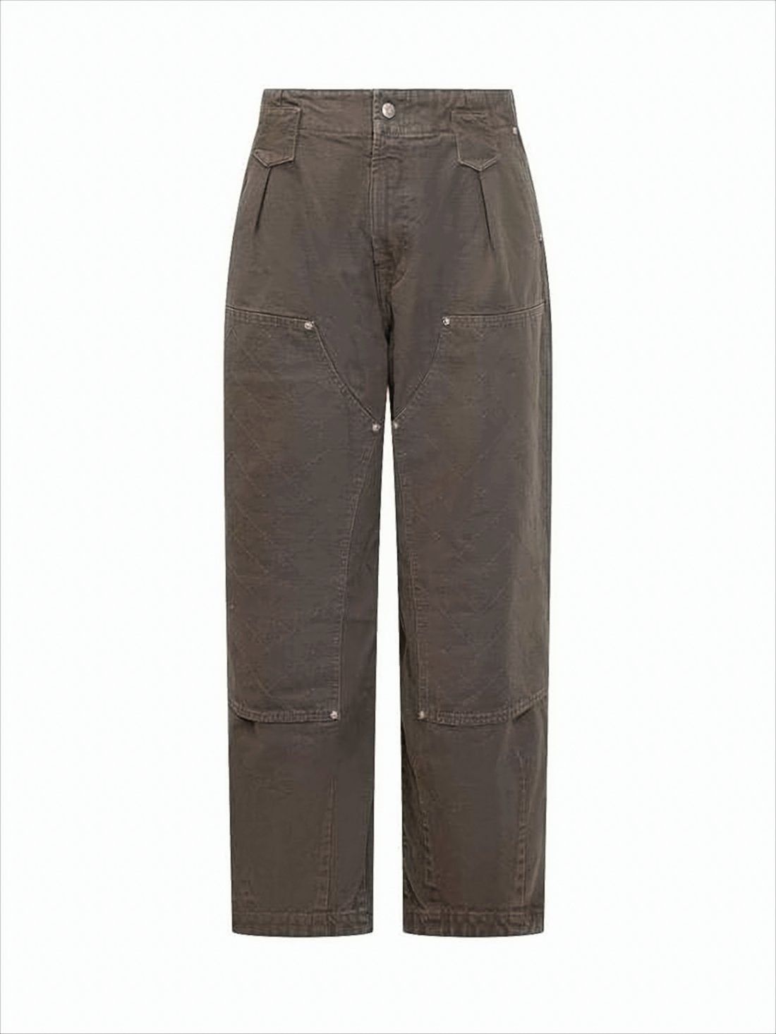 Textured Cotton Straight Pants