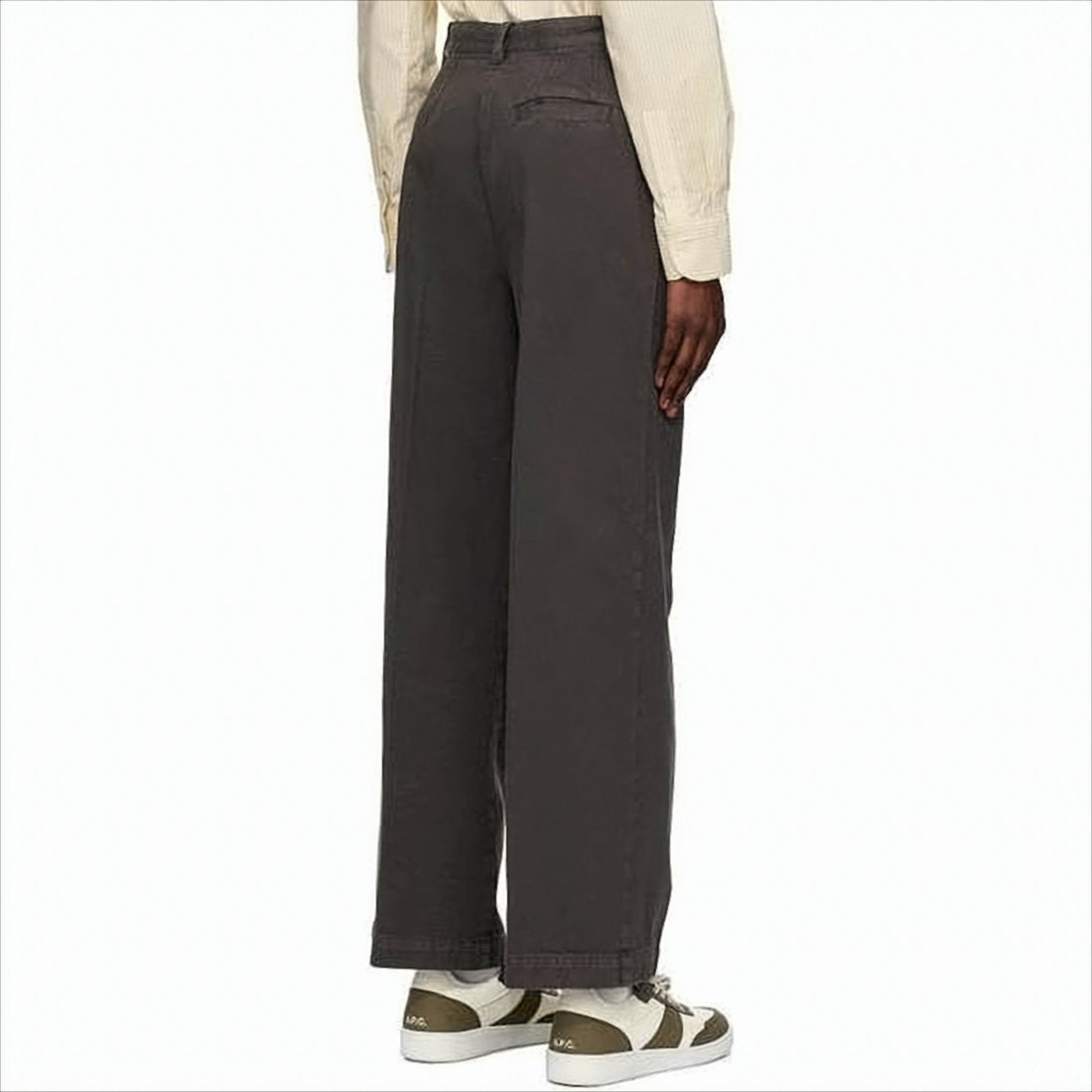 High Waist Straight Leg Pants in Smooth Cotton