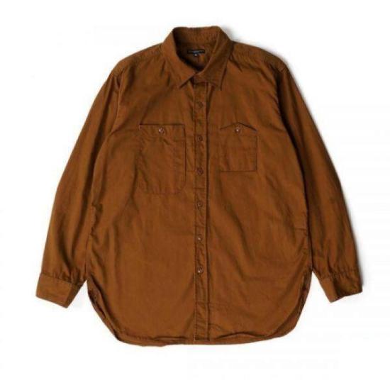 Brown Long-Sleeve Shirt with Rounded Hem