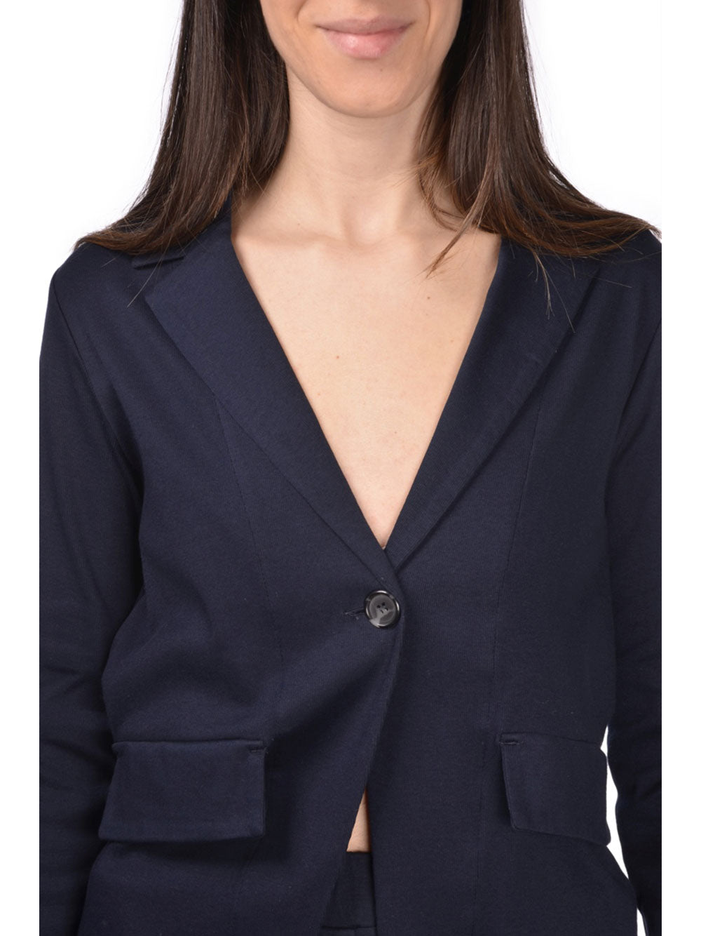 Black Giacchina Tailored Cotton V-Neck Jacket