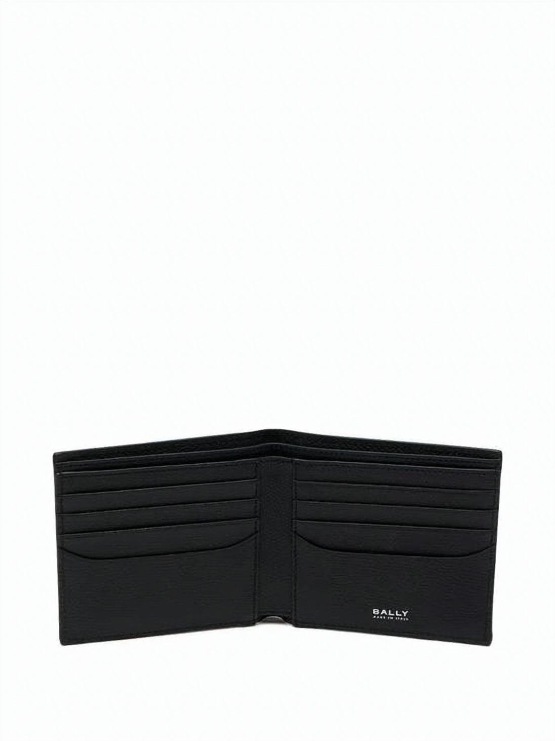 Textured Calf Leather Bifold Wallet with Metallic Trim