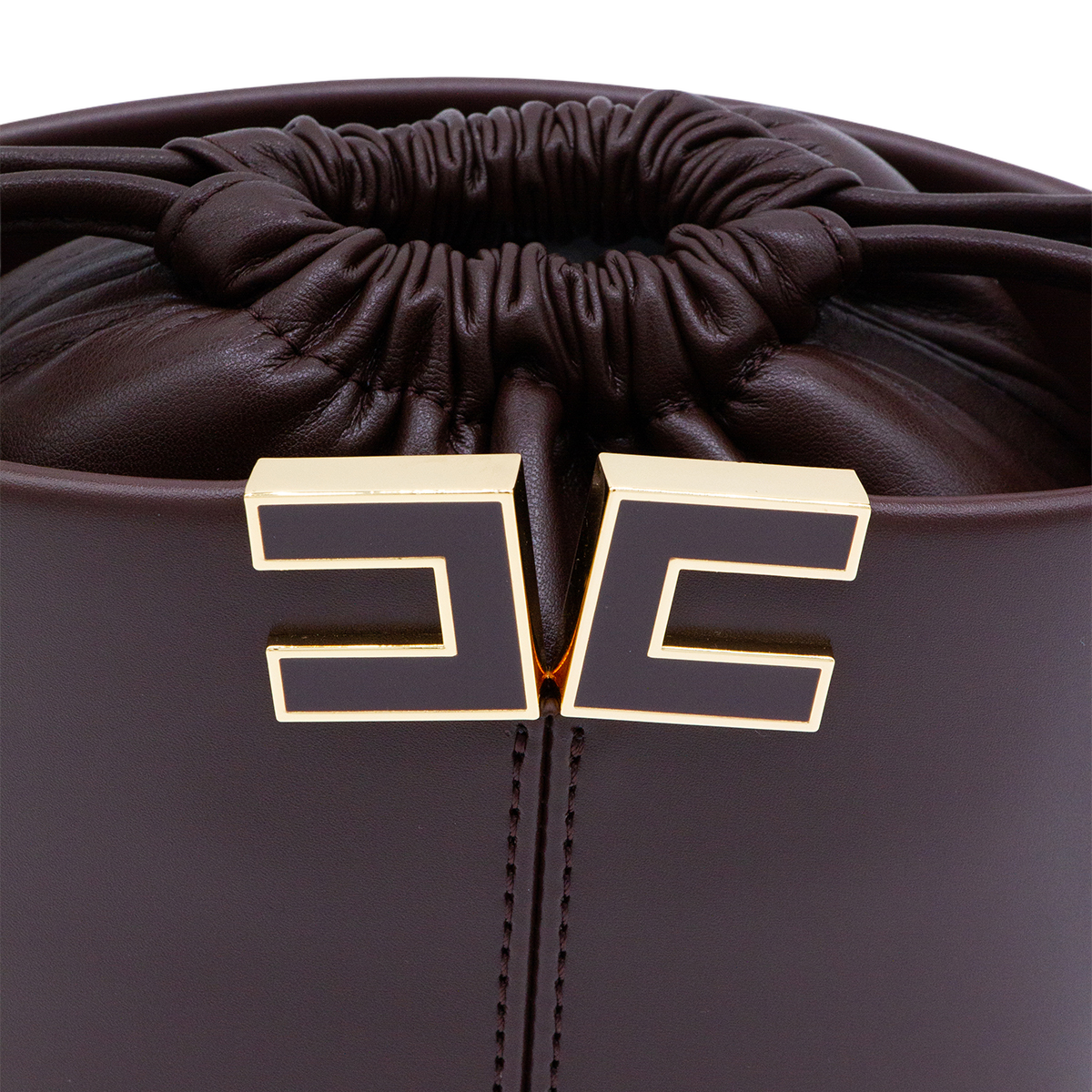 Structured Brown Bucket Bag