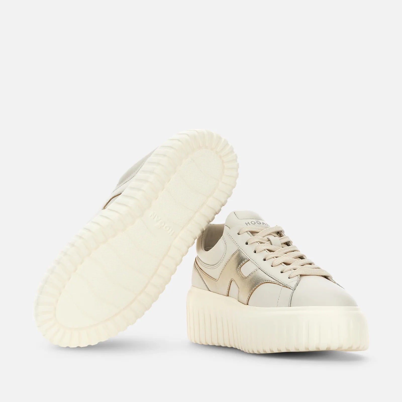 H-Stripes Lace-Up Sneakers in Sheepskin and Calfskin