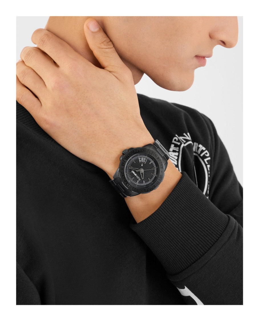 Ip Black Bracelet Watch With Bold Enamel Dial