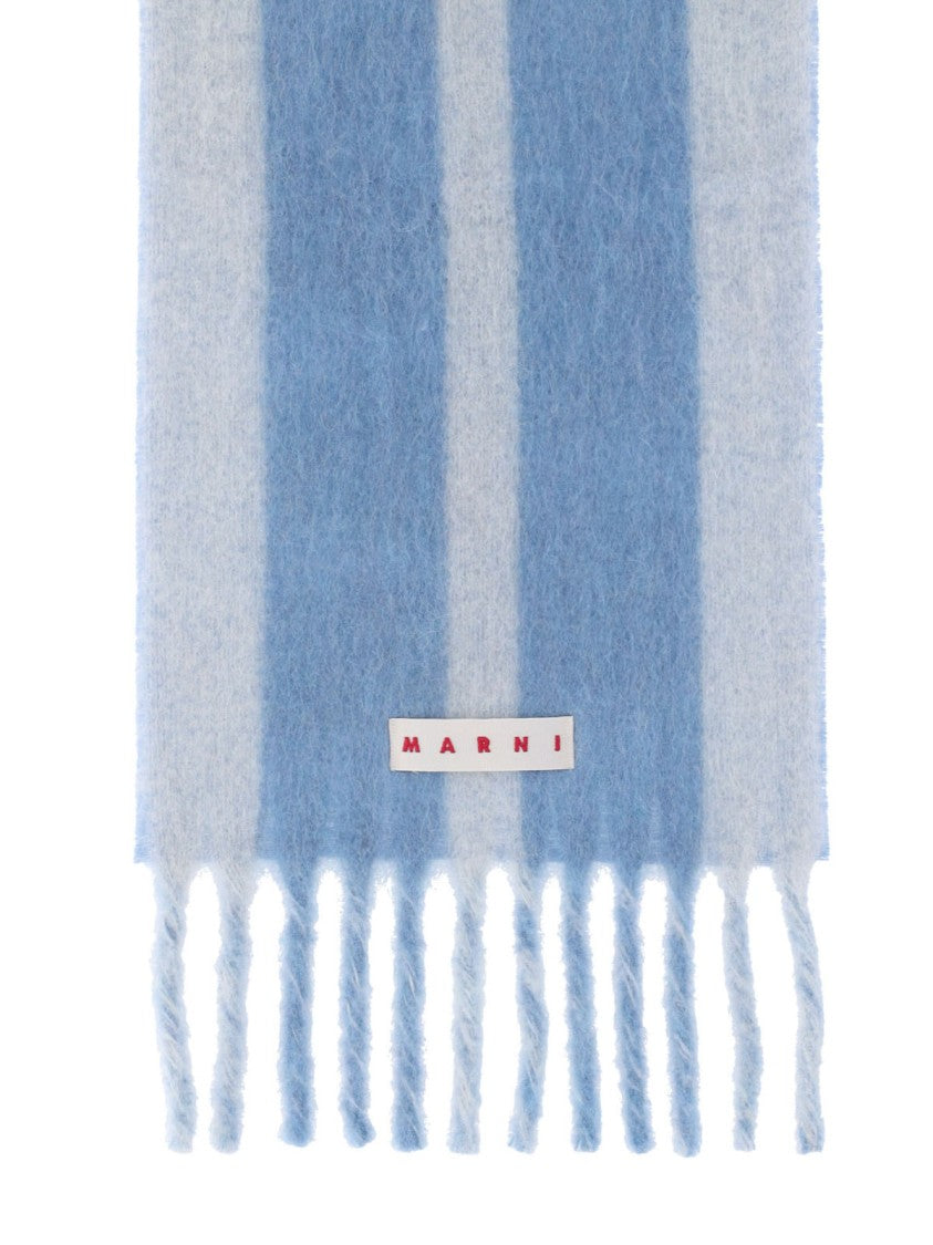 Striped Logo Scarf – Light Blue