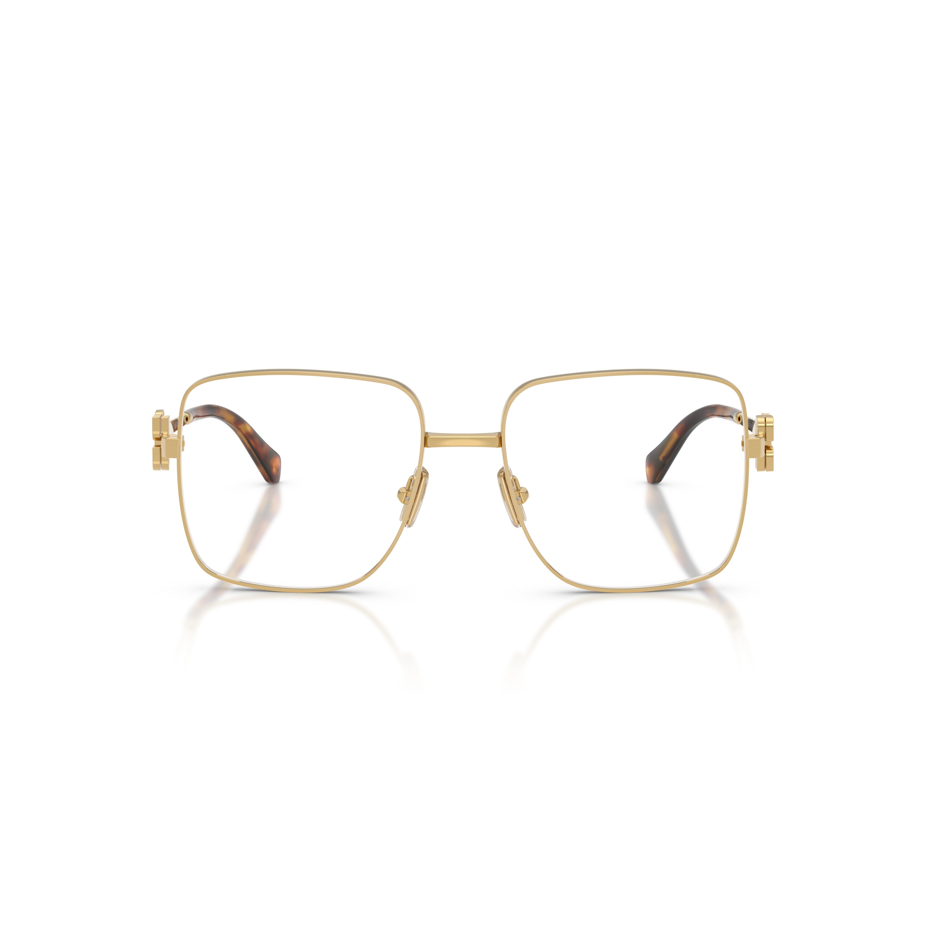 0mu 51xv Polished Gold-Tone Square Metal Eyeglasses