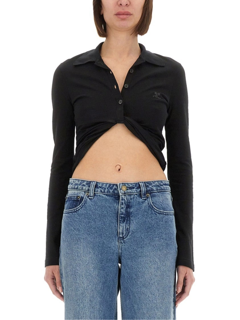 "Twist" Cropped Polo Shirt