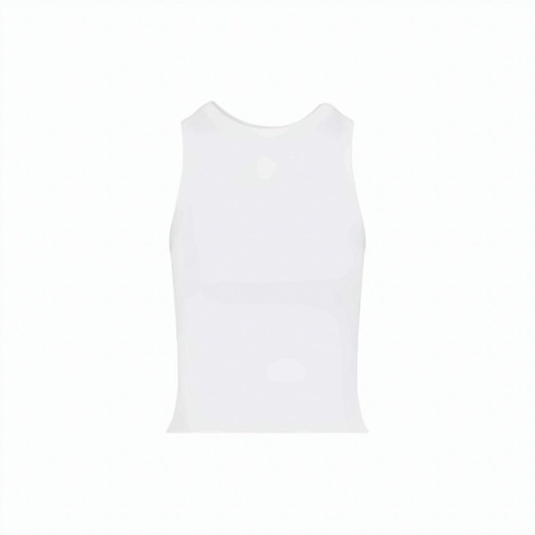 Ribbed Tank Top with High Neckline and Embossed Logo