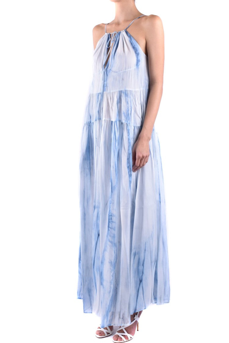 Tiered Maxi Dress With Watercolor Pattern