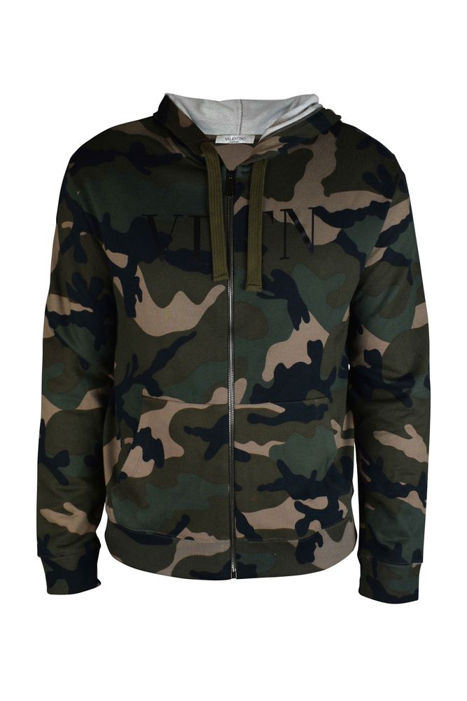 Camouflage Print Hooded Vest With Front Inscription