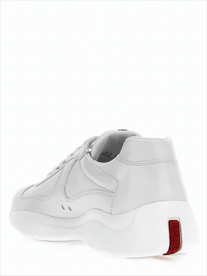 Smooth Leather Sneakers With Textured Rubber Sole And Distinctive Accents