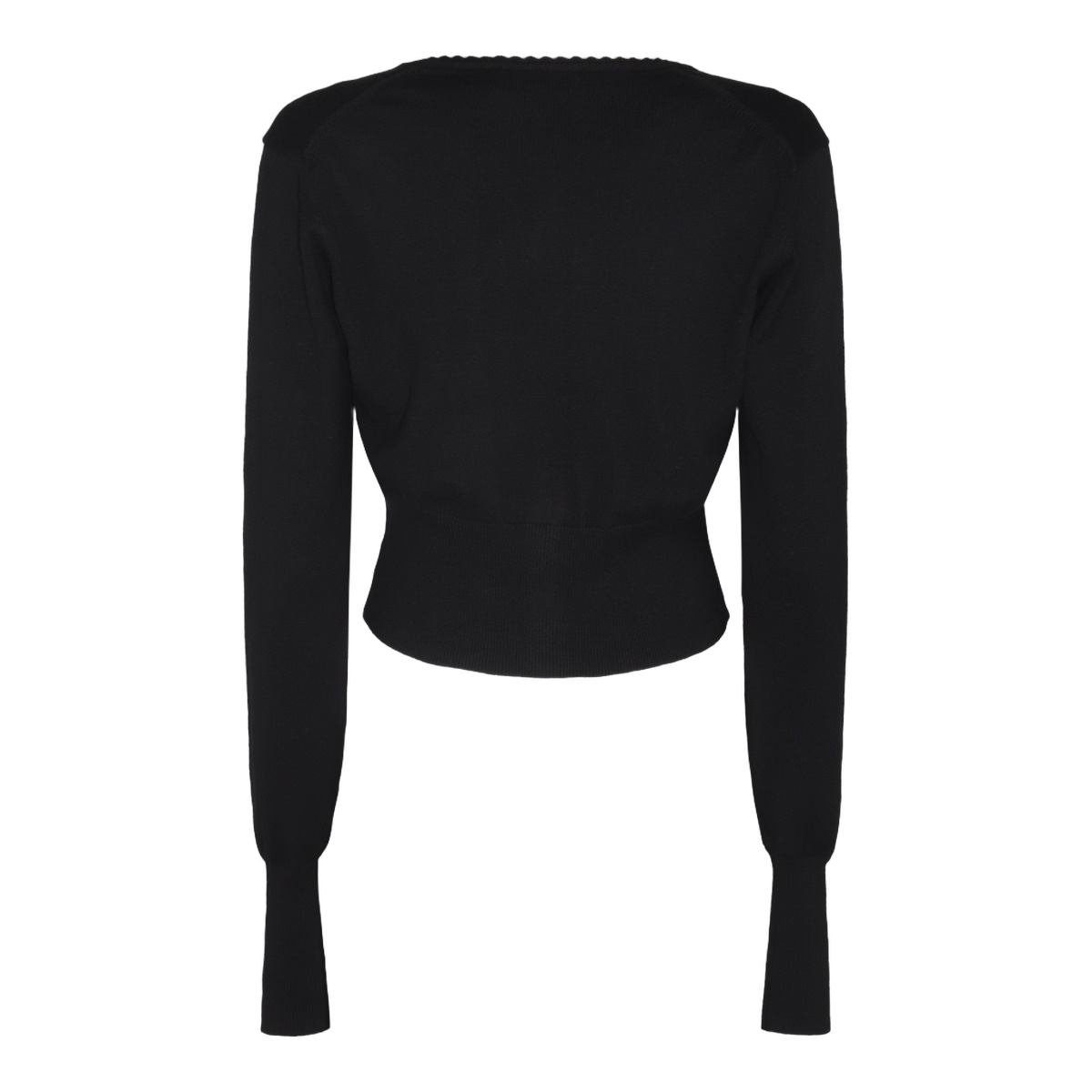 Fitted Black Cardigan with Button-Down Front