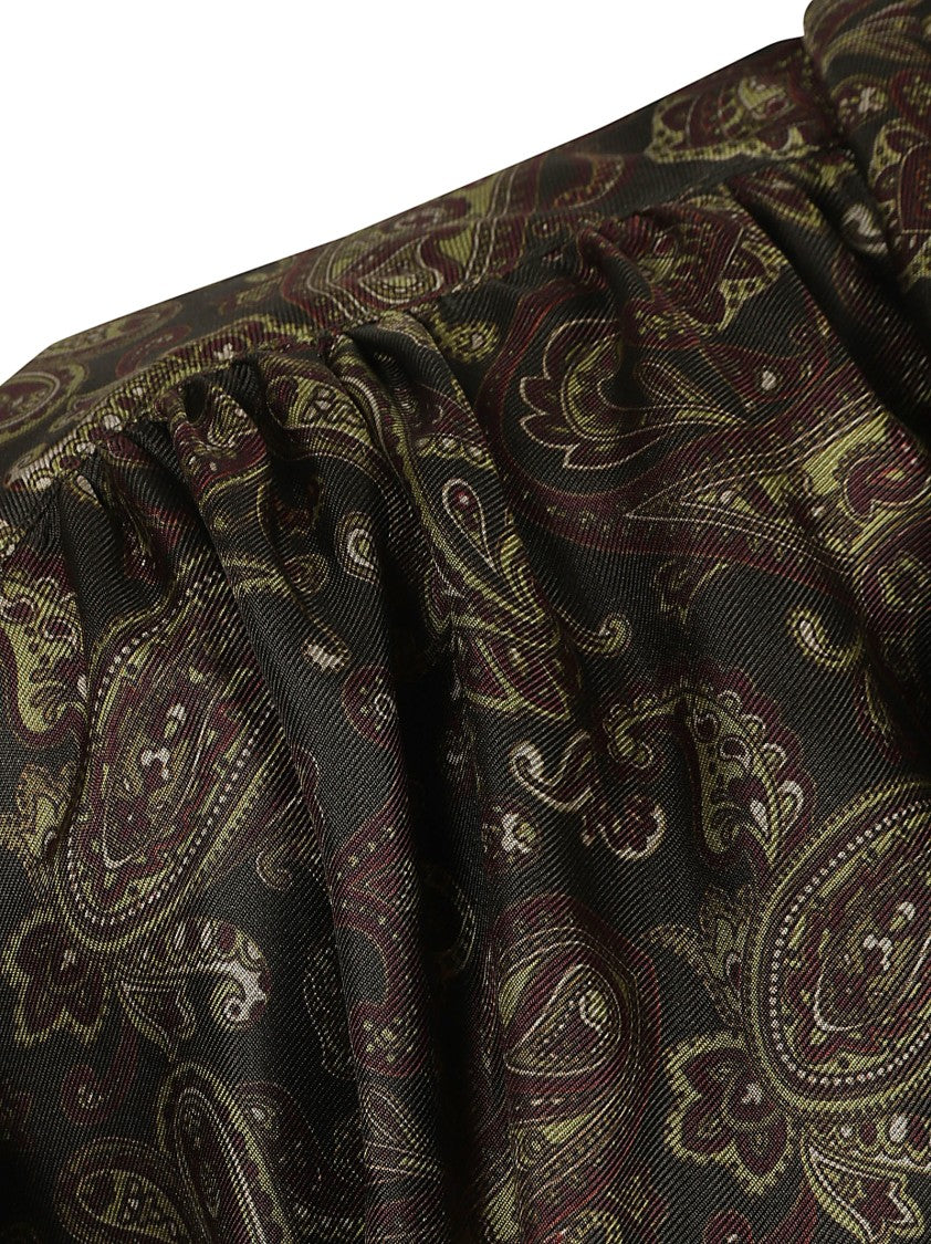 Jedwabny sweter paisley z paskiem w talii