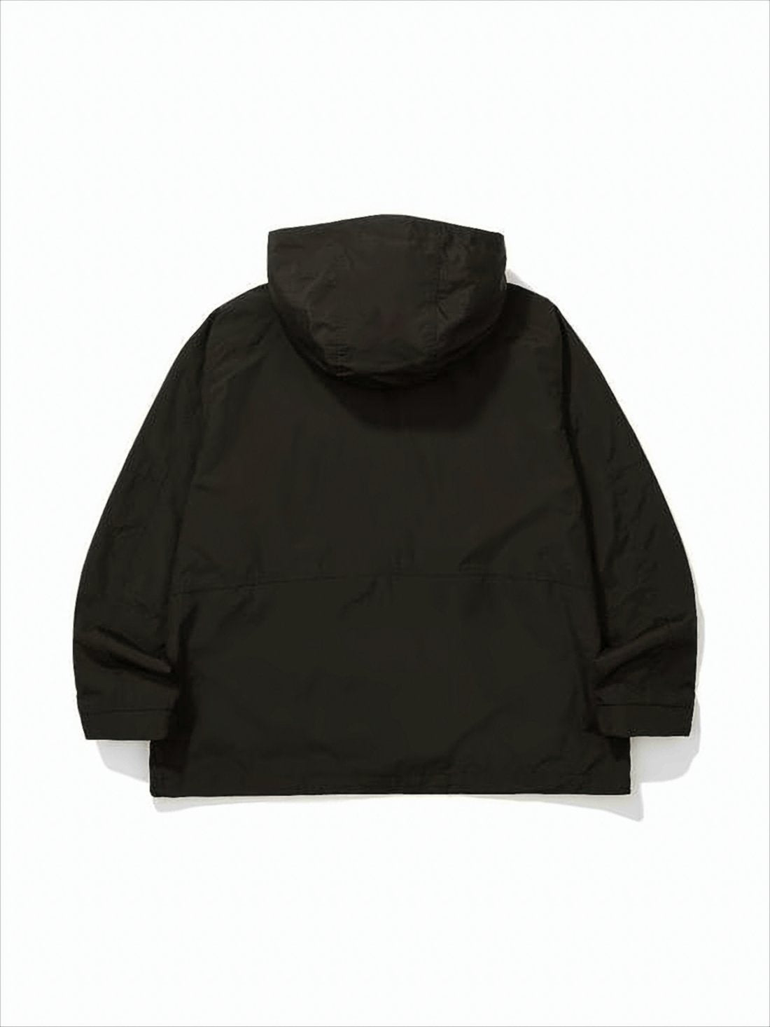 Minimalist Black Nylon Jacket with Adjustable Hood