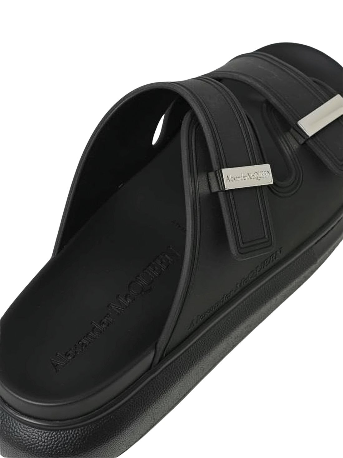 Sleek Black Rubber Mules