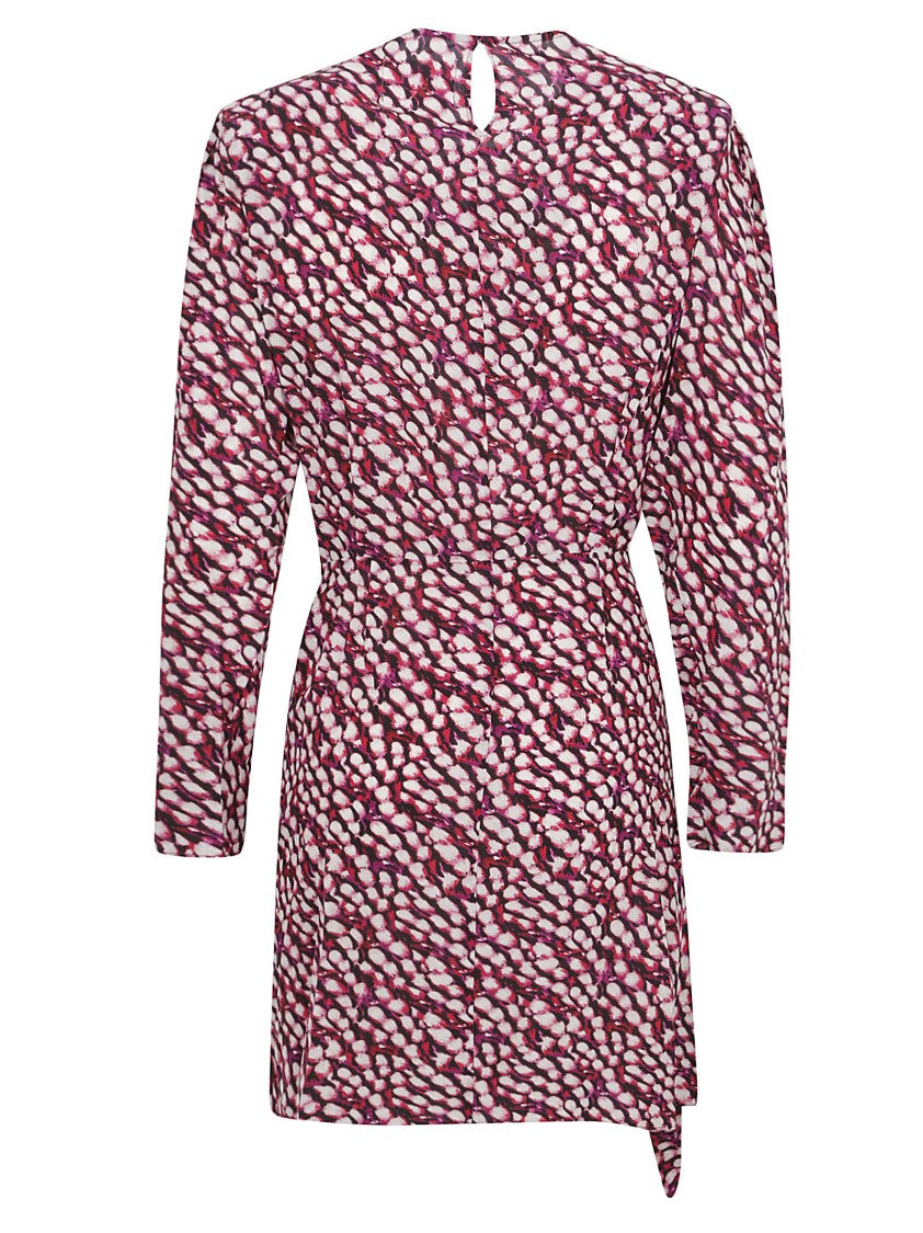 Wrap-Design Dress With Gathered Waist
