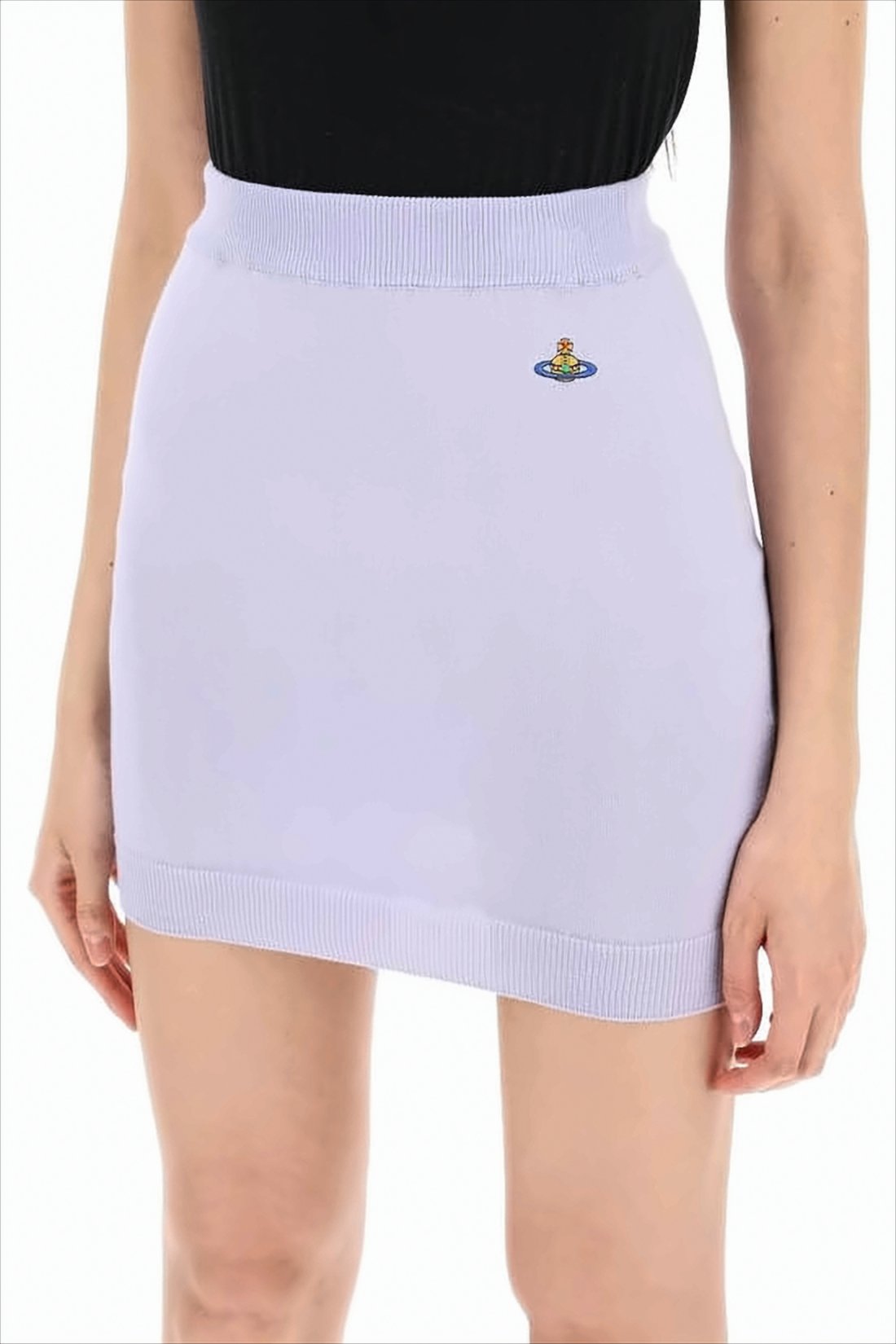 Fitted Purple Knit Mini Skirt with Ribbed Details