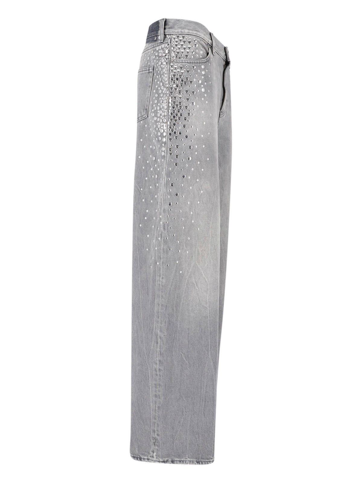 Gray Melody Mid-Rise Studded Denim Jeans
