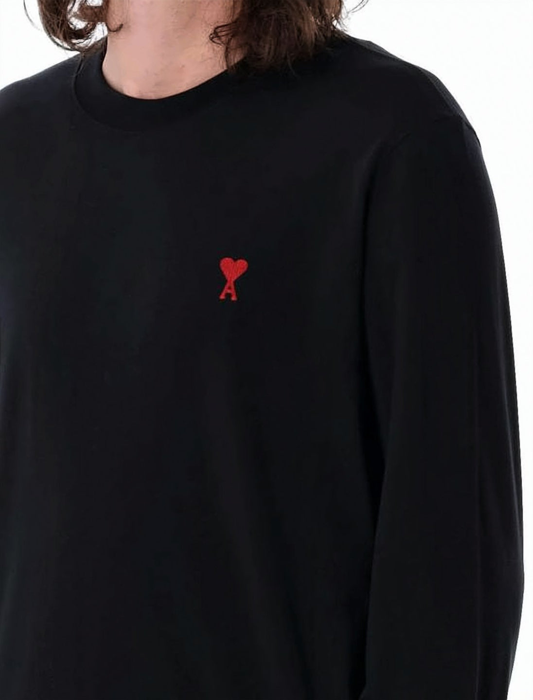 Minimalist Long-Sleeve Cotton Top with Embroidered Logo